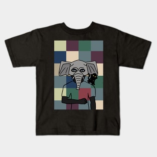 Pixelated World Digital Collectible - Character with MaleMask, AnimalEye Color, and BlueSkin on TeePublic Kids T-Shirt